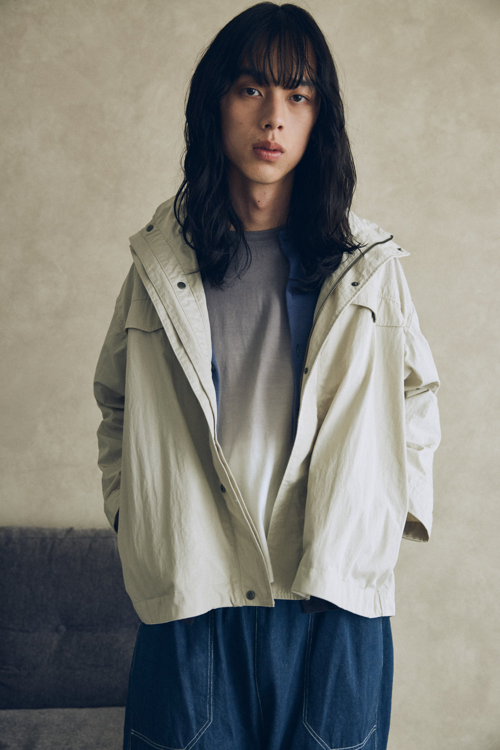 YARRA NEU　C/NYフード付ミドルブルゾン　NU-5547-413