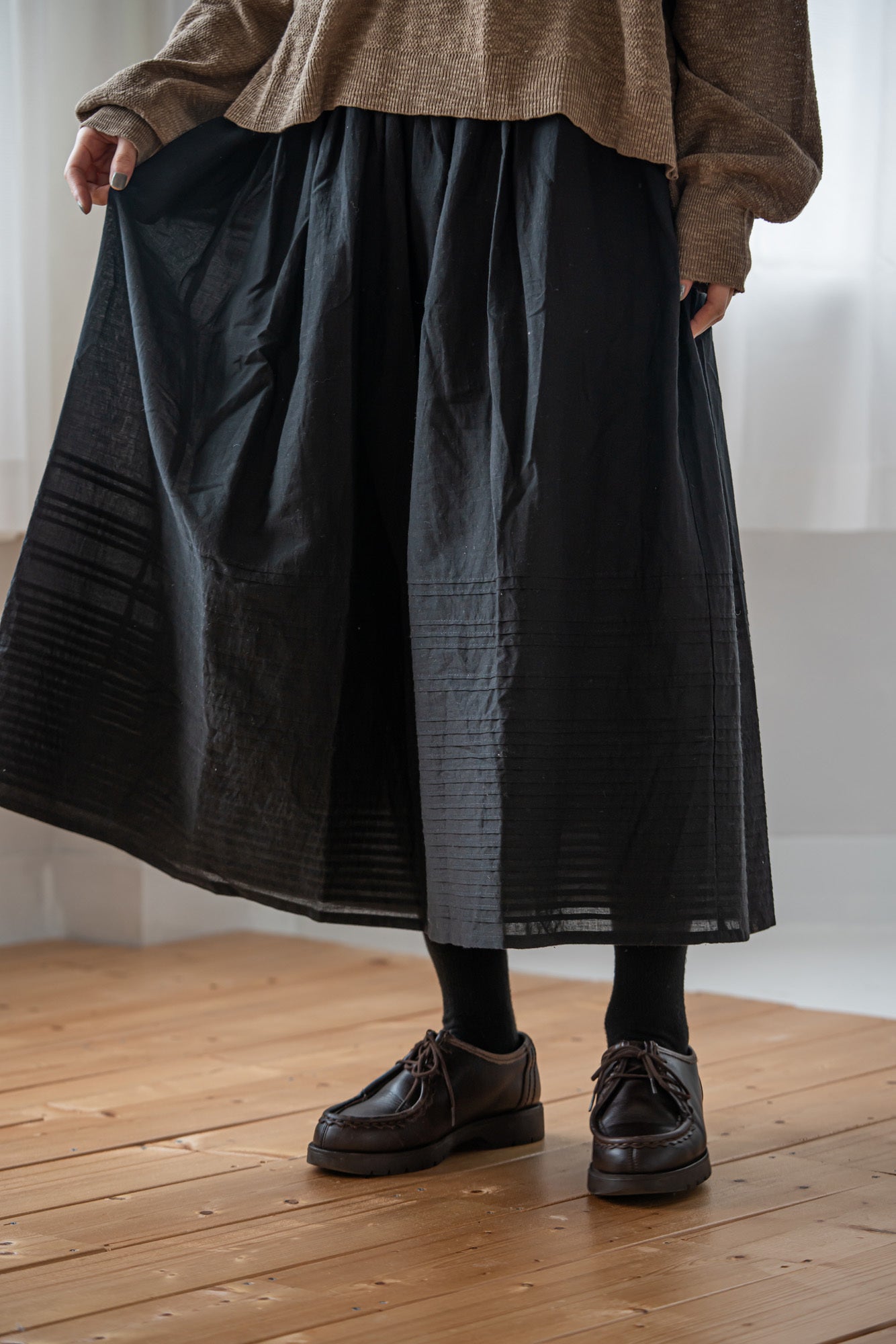 YARRA　INDIAペチ付きピンタックスカート　YR-1546-210