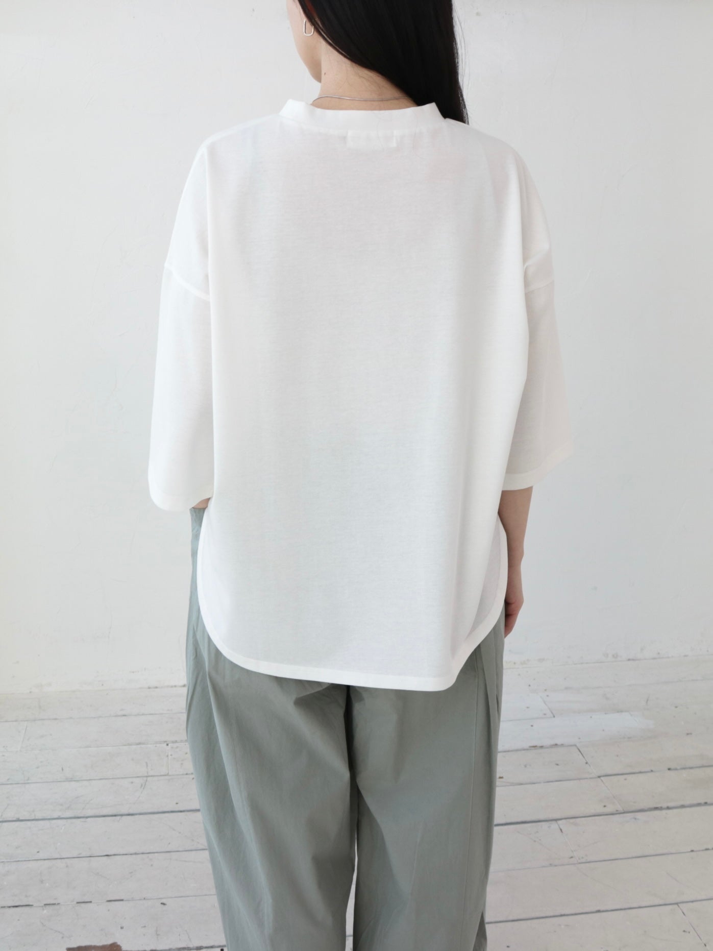 YARRA　シルキータッチ５分袖レースTEE　YR-1641-201