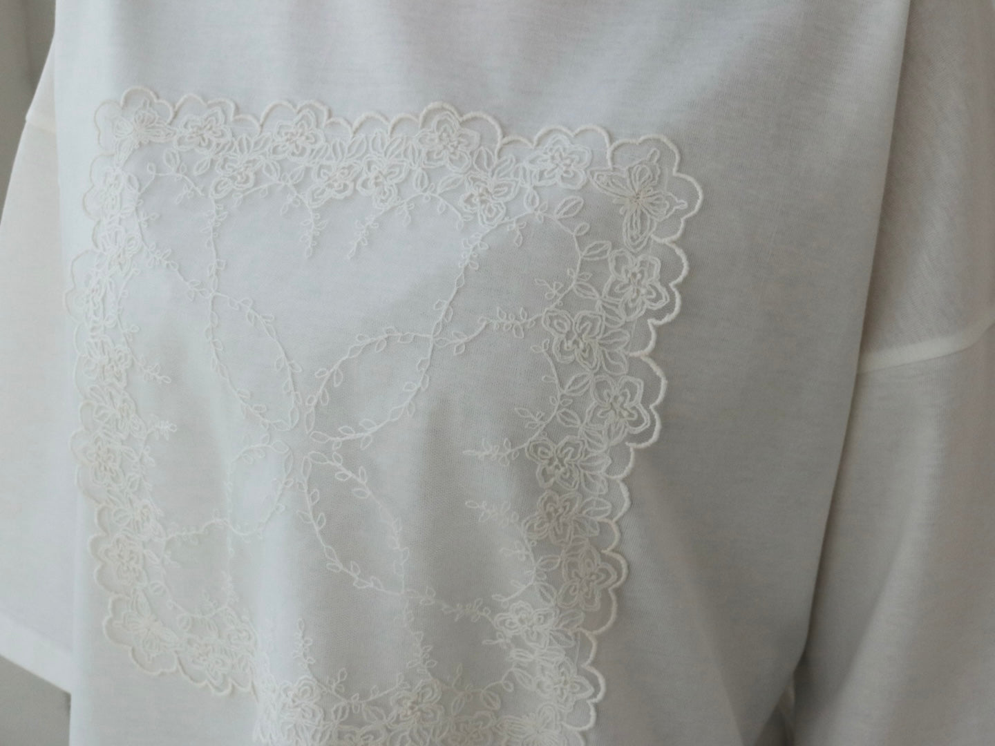 YARRA　シルキータッチ５分袖レースTEE　YR-1641-201
