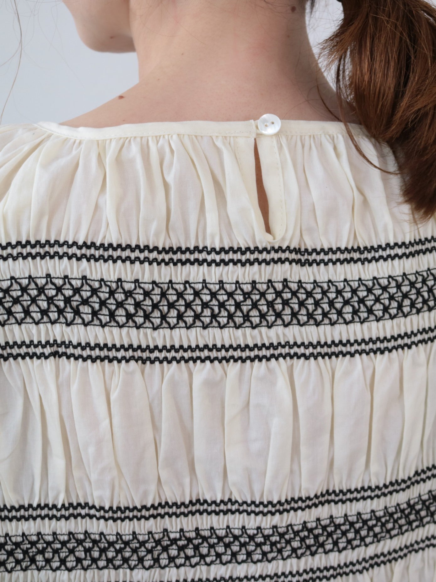 doux bleu　スモッキング ボーダー ブラウス　DB-2553-054