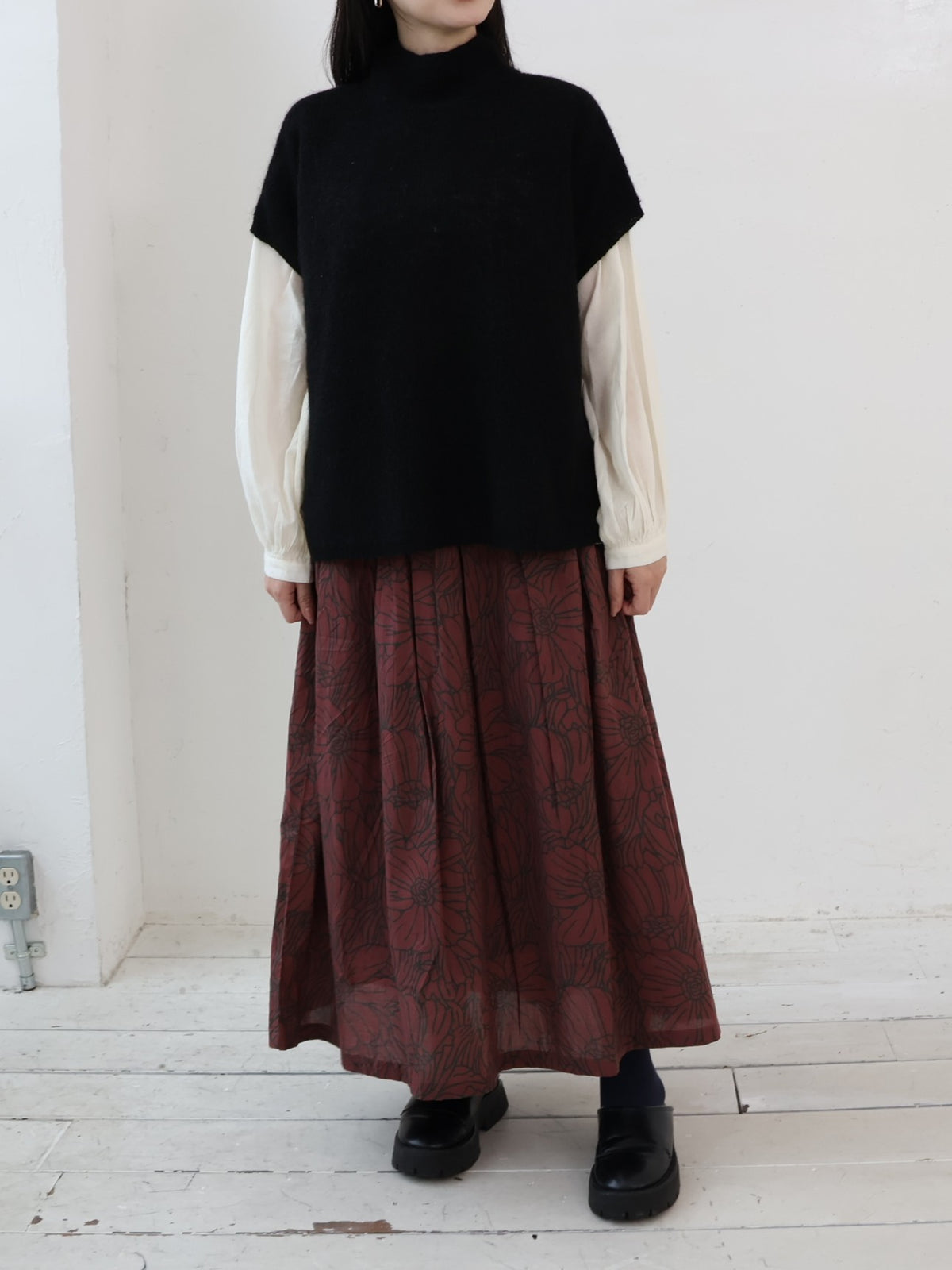YARRA　INDIAプリントタックスカート　YR-1646-215