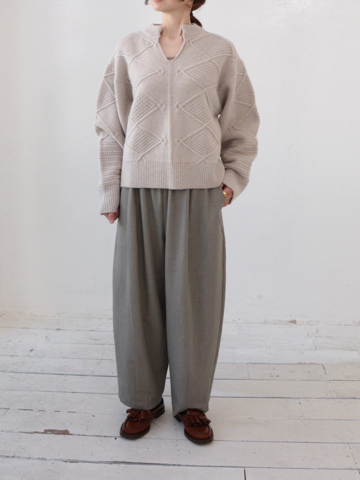 doux bleu　スキッパー アランニット　DB-2552-059