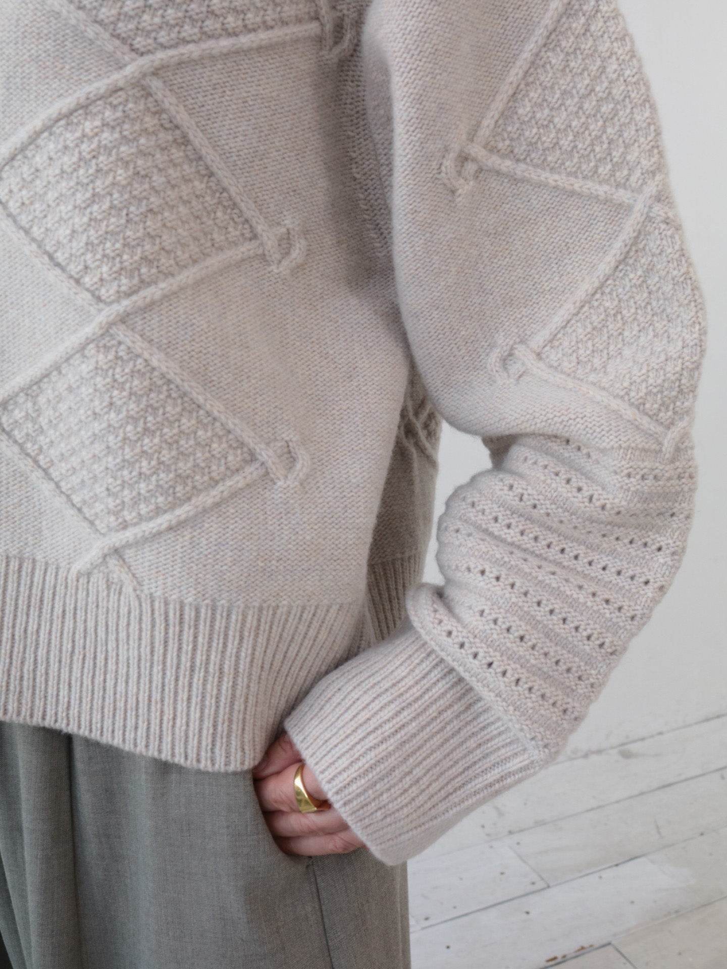 doux bleu　スキッパー アランニット　DB-2552-059