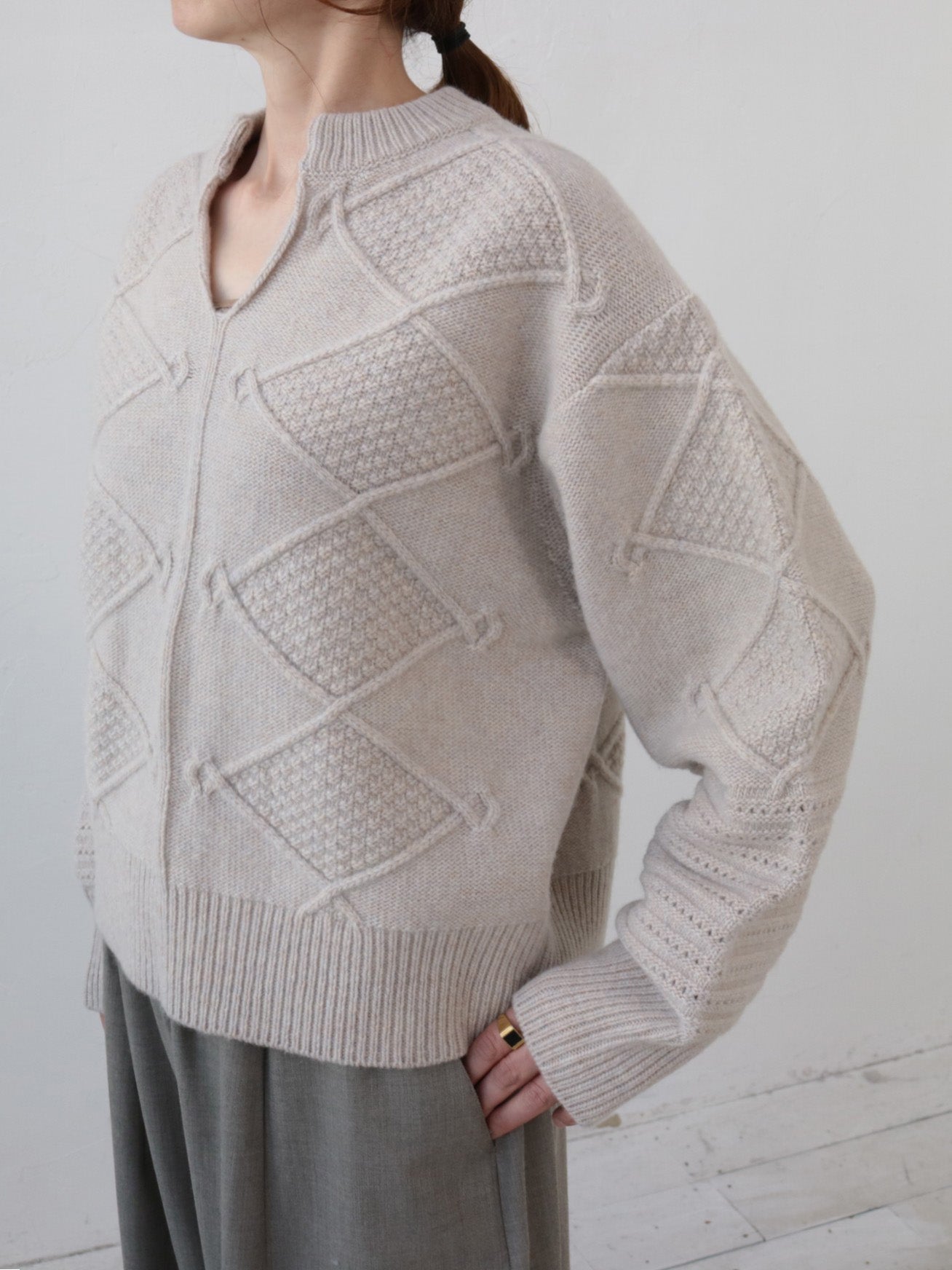 doux bleu　スキッパー アランニット　DB-2552-059