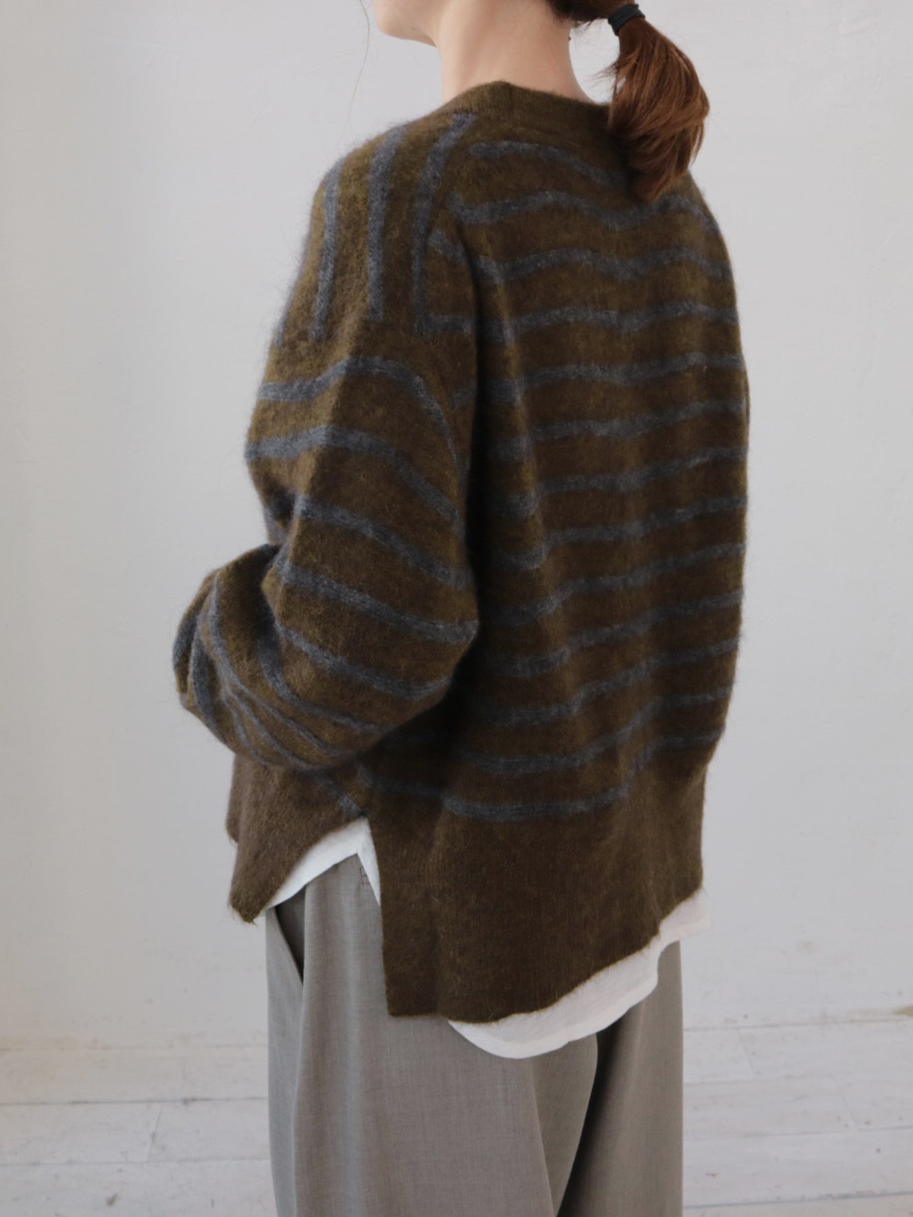 doux bleu　アルパカ ボーダーカーディガン　DB-2552-044