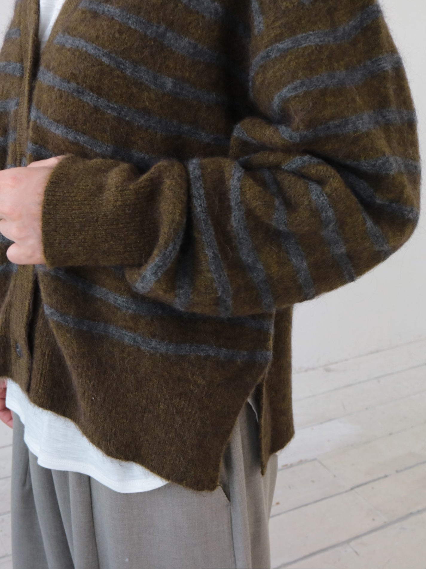 doux bleu　アルパカ ボーダーカーディガン　DB-2552-044