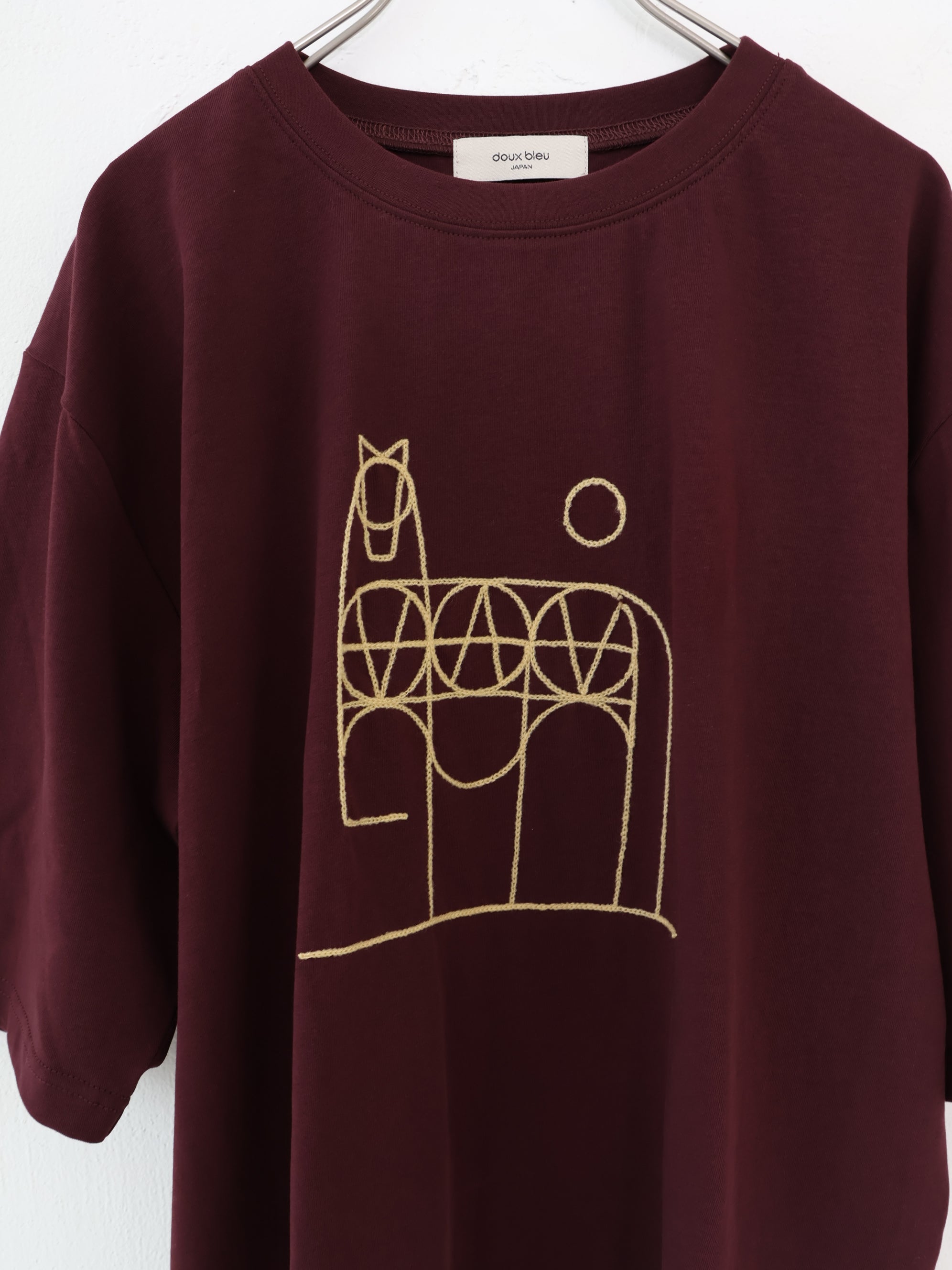doux bleu　horse刺繍Tシャツ　DB-2641-001