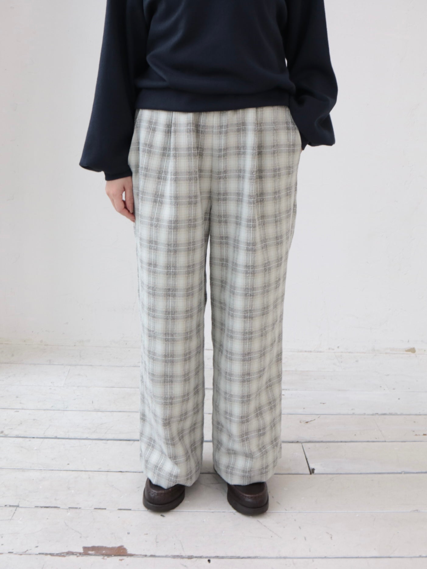 YARRA　オンブレチェックワイドパンツ　YR-1645-218