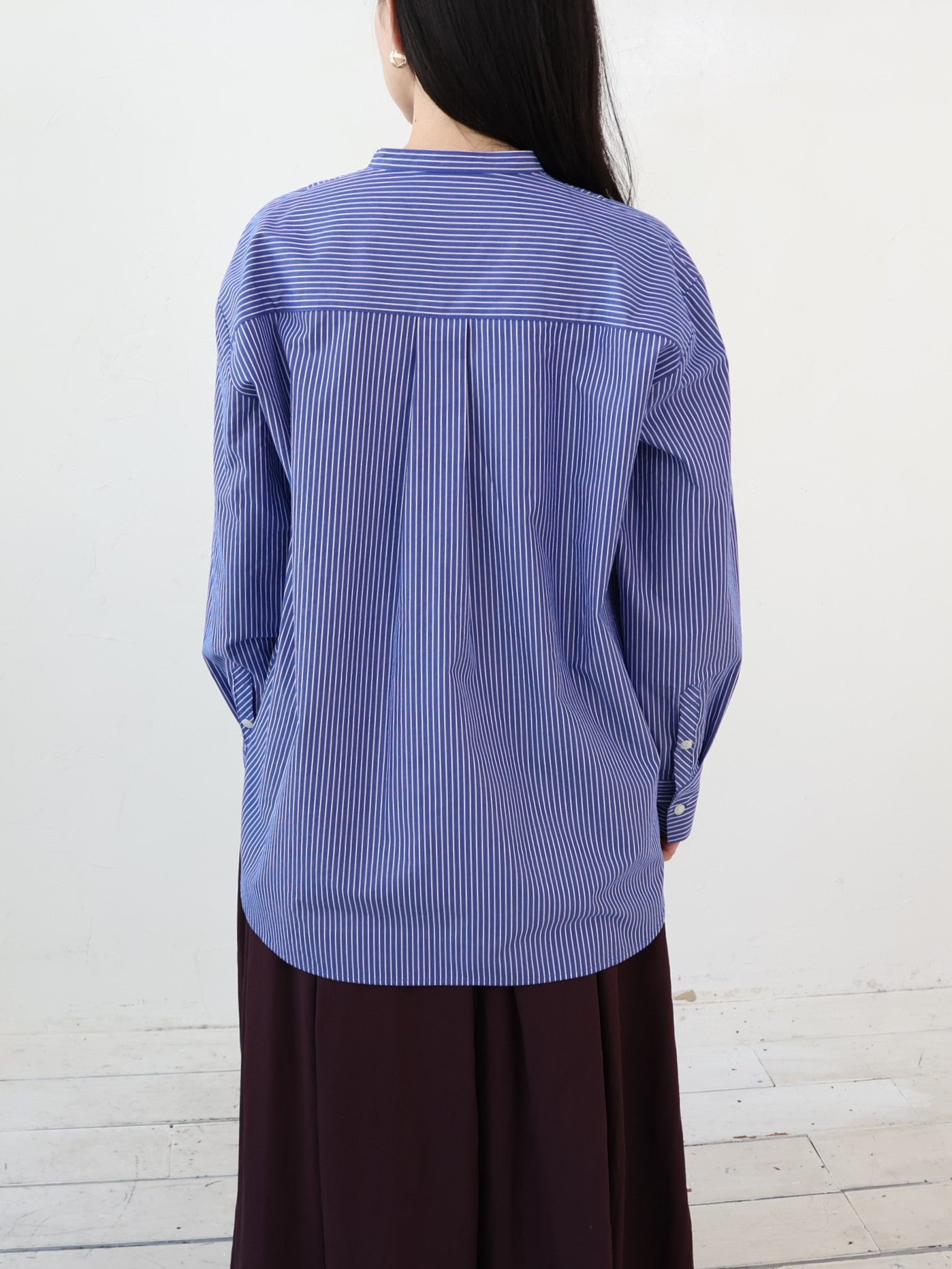 doux bleu ストライプ バンドカラーシャツ DB-2643-021