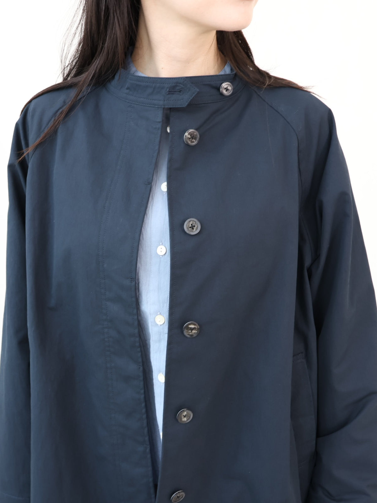 doux bleu　C/Nナイロン スタンドカラーコート　DB-2647-032