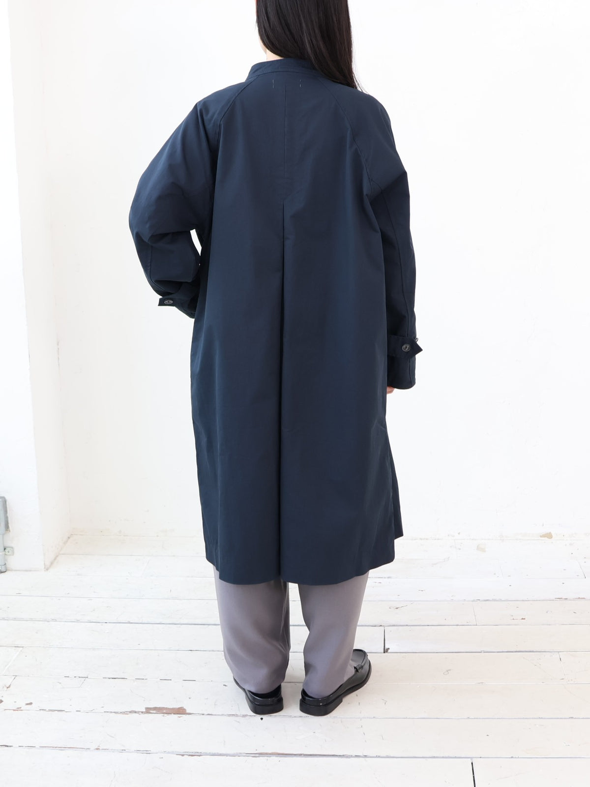 doux bleu　C/Nナイロン スタンドカラーコート　DB-2647-032