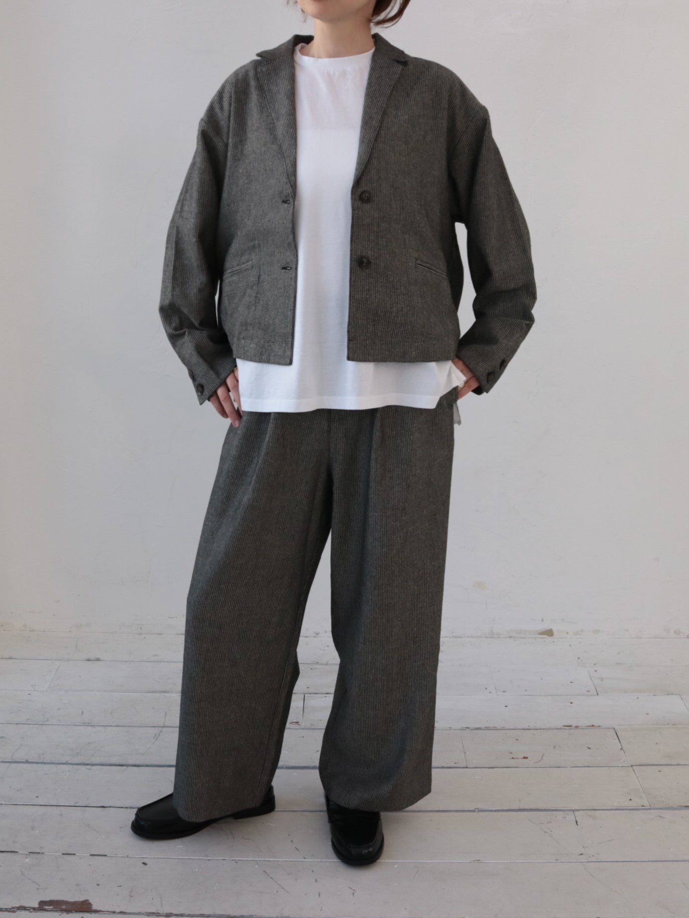 doux bleu　リネンレーヨン ストライプパンツ　DB-2545-015