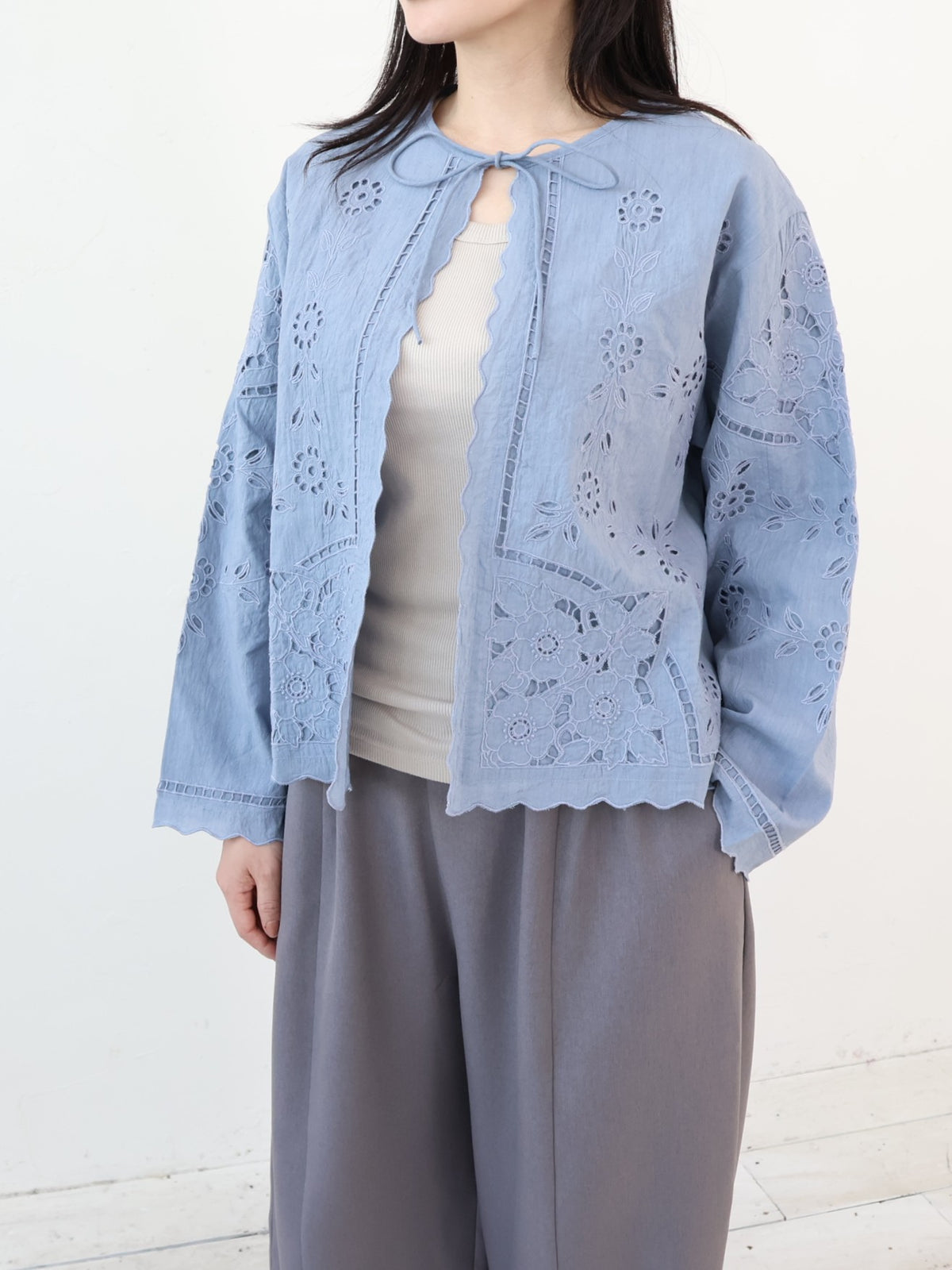 doux bleu　カットワーク シャツジャケット　DB-2647-023