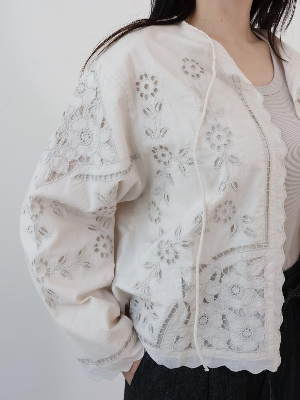 doux bleu　カットワーク シャツジャケット　DB-2647-023