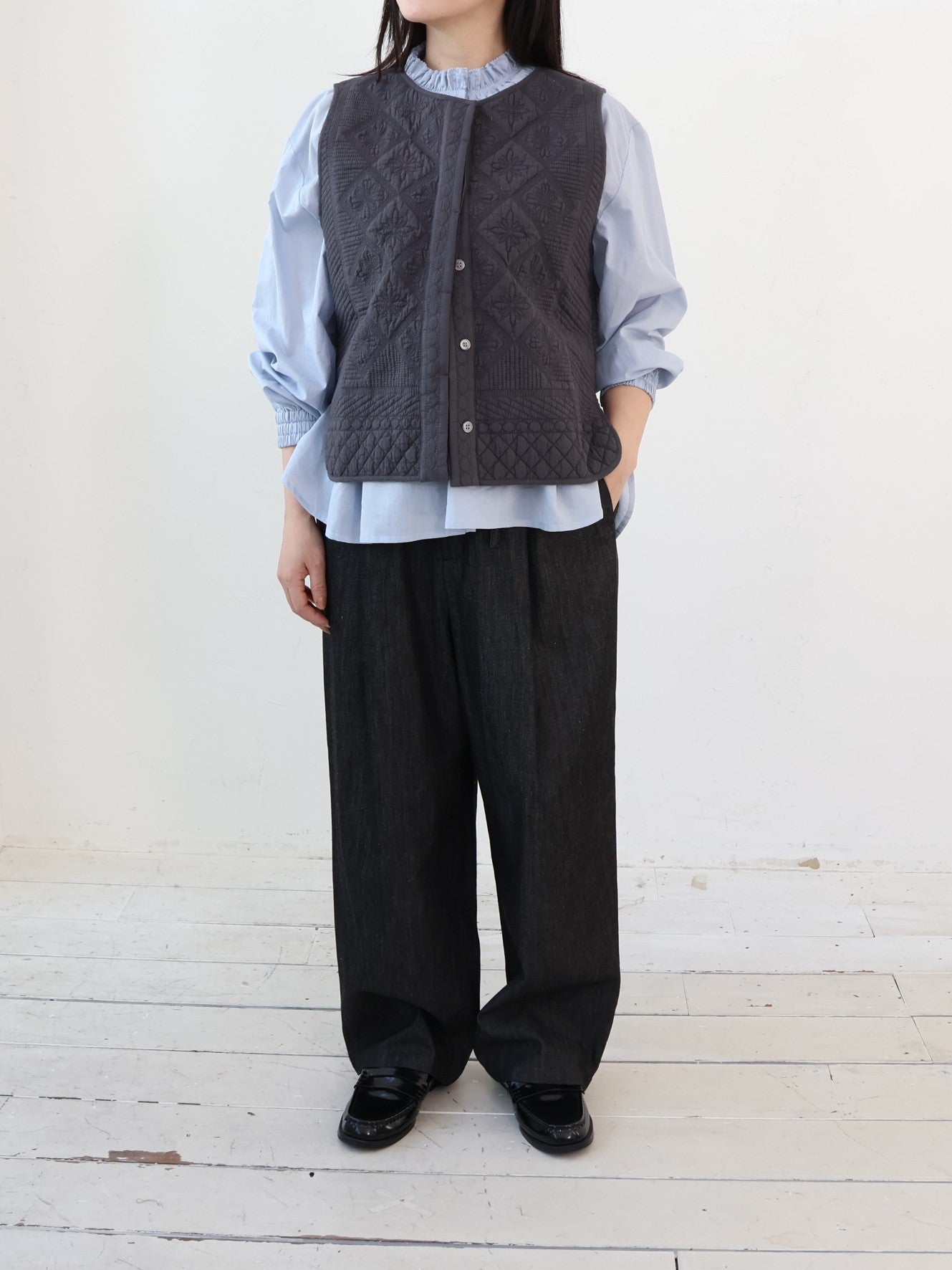 doux bleu　コットンフリルギャザーブラウス　DB-2643-004