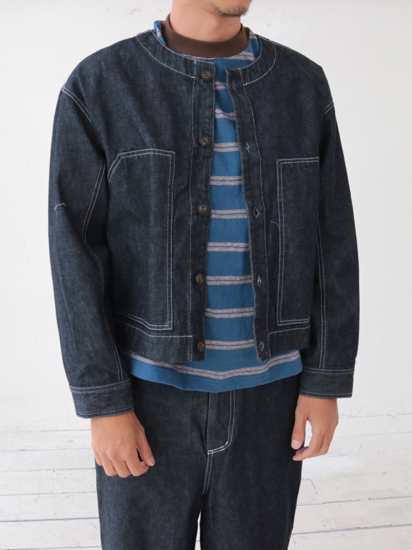 YARRA NEU　10ozノーカラーJAPANデニムジャケット　NU-5617-420