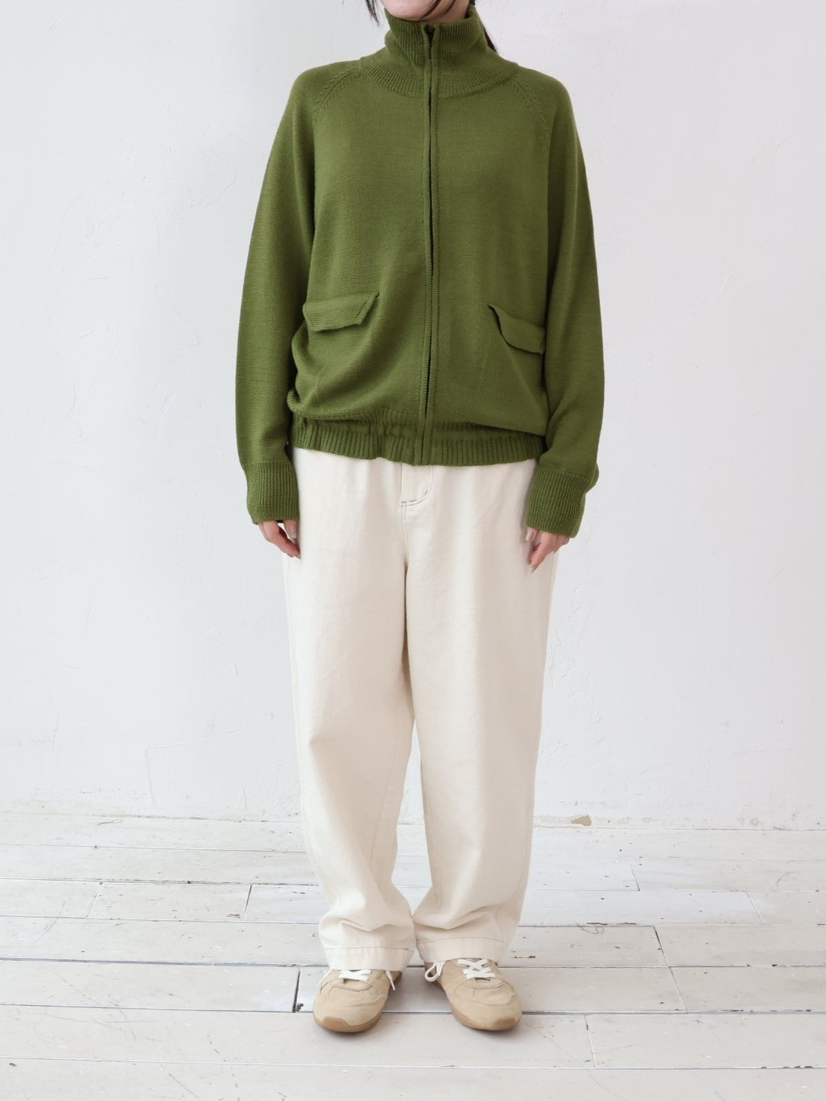 YARRA NEU　メリノウールジップアップニットブルゾン　NU-5652-434