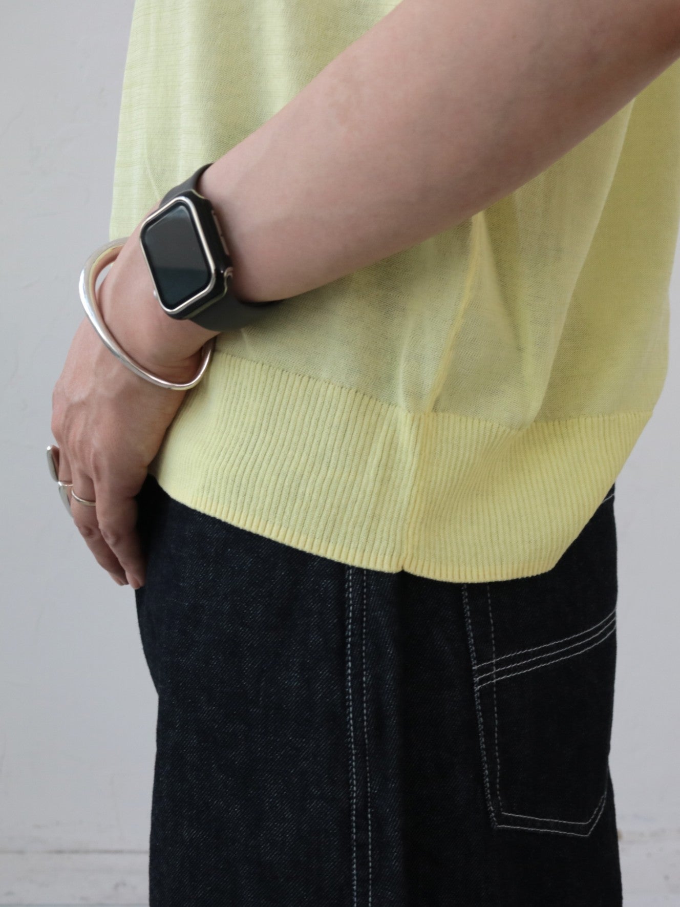 YARRA NEU　ハイツイスト5分袖ニットプルオーバー　NU-5612-409