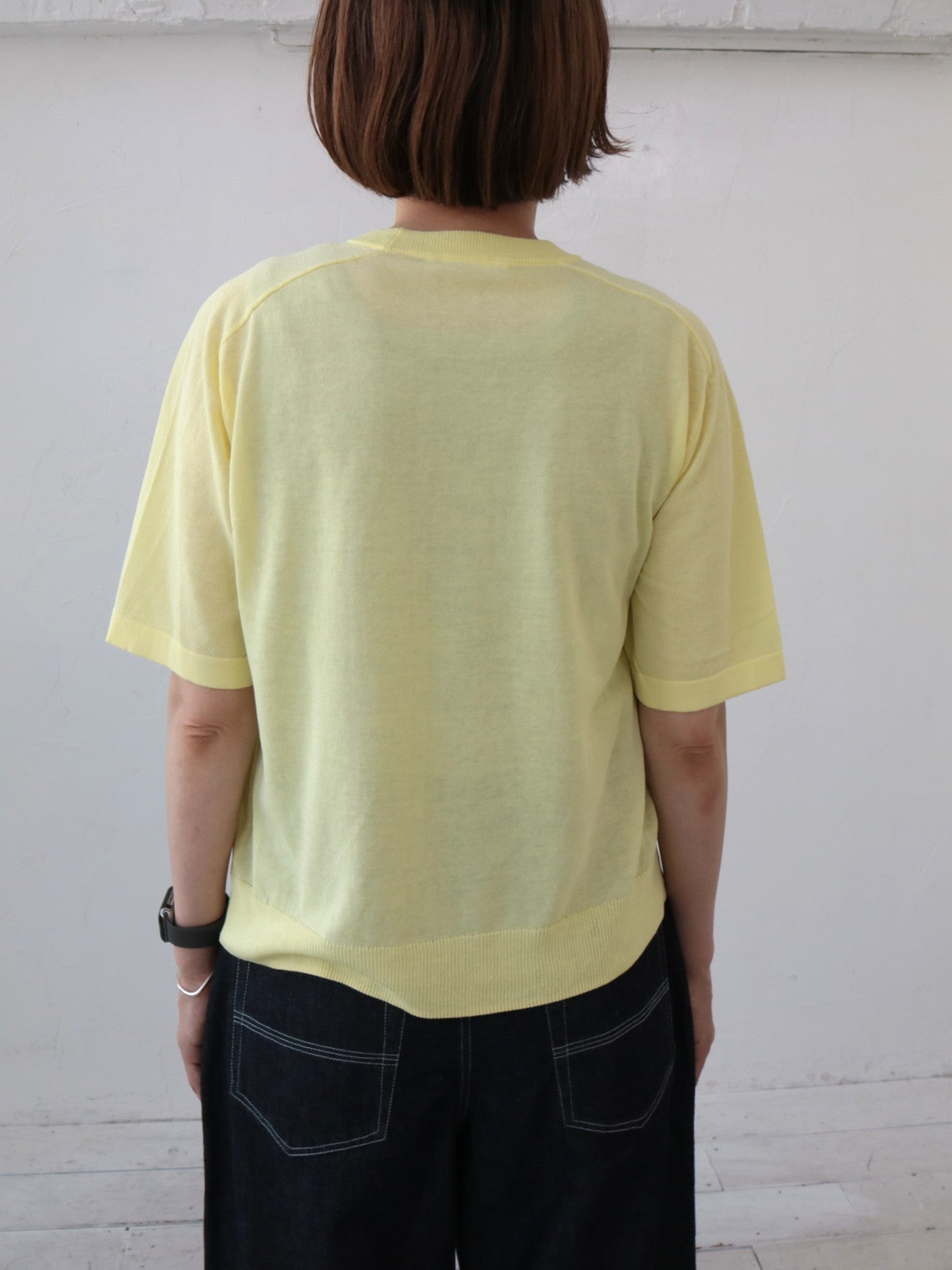YARRA NEU　ハイツイスト5分袖ニットプルオーバー　NU-5612-409