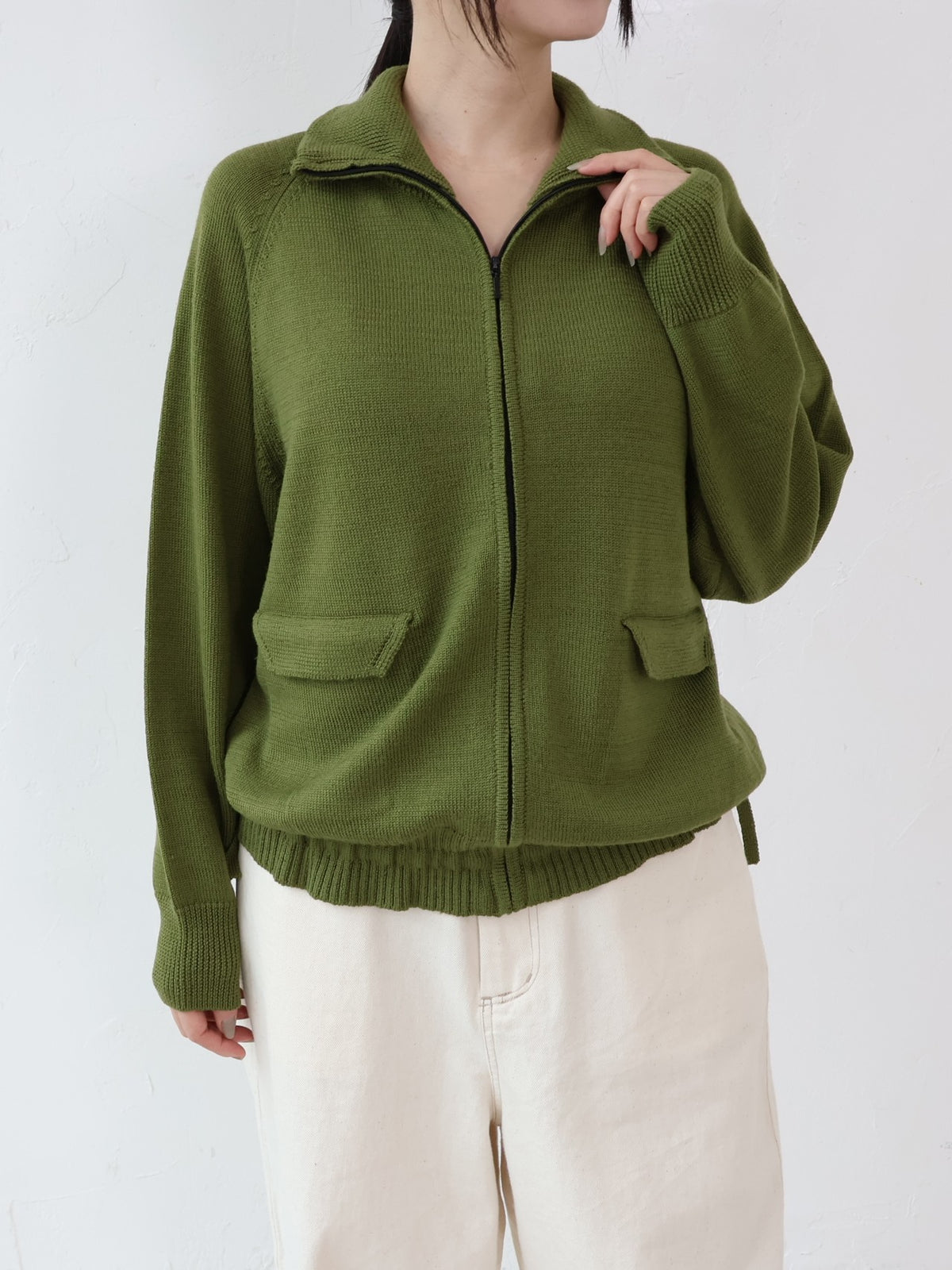 YARRA NEU　メリノウールジップアップニットブルゾン　NU-5652-434