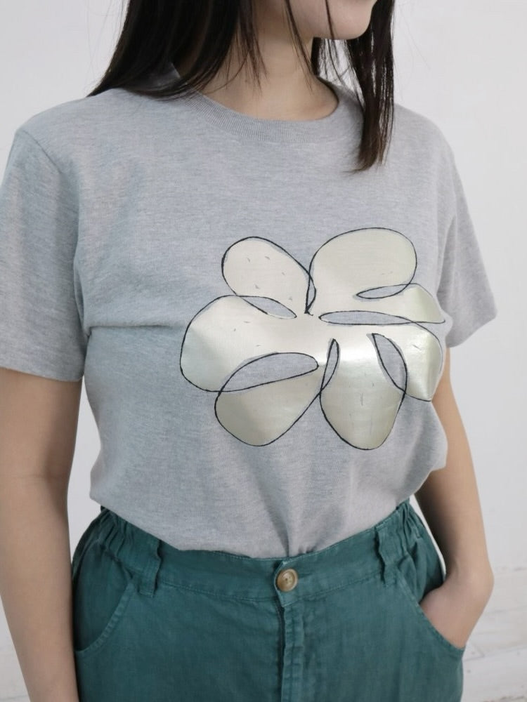 YARRA　フラワー箔Tシャツ　YR-1621-254