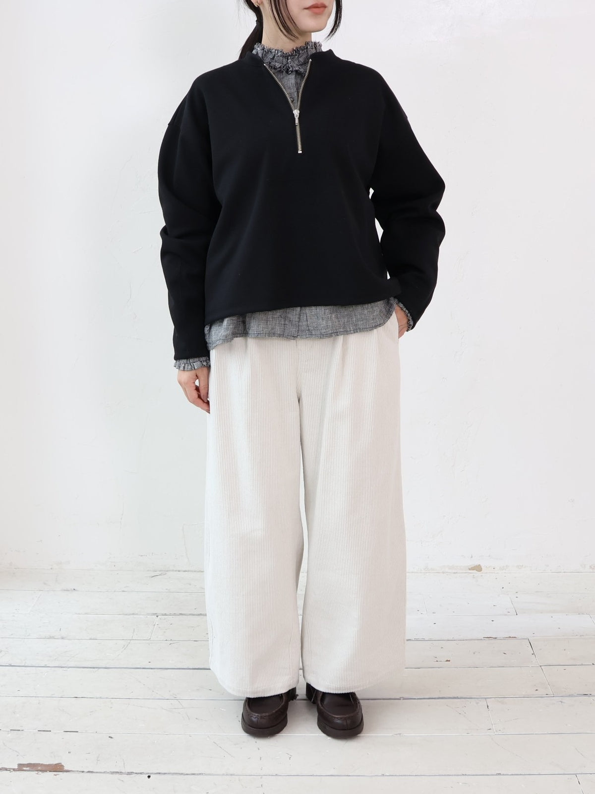 YARRA　リネン千鳥フリルカラーブラウス　YR-1653-251