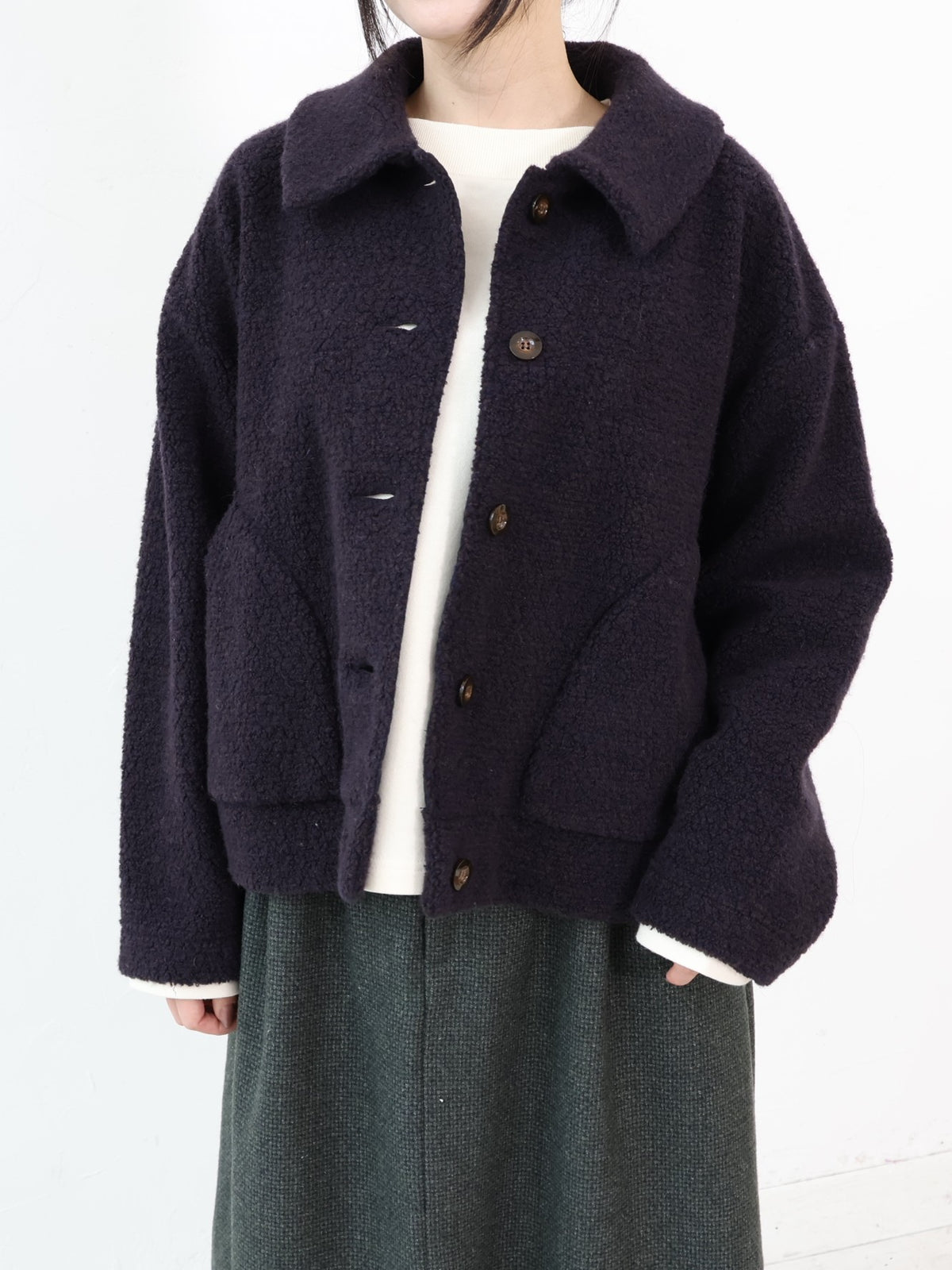 YARRA　ウールリッチパイル衿付ジャケット　YR-1657-255