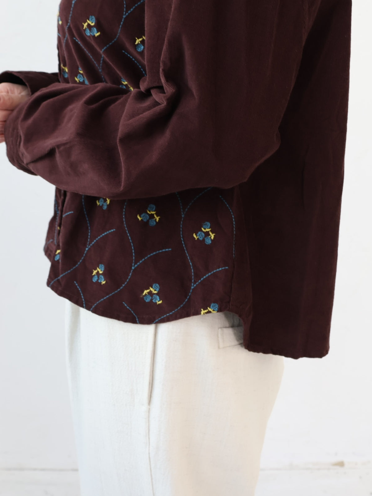 YARRA　INDIAコーデュロイ刺繍ブラウス　YR-1653-262