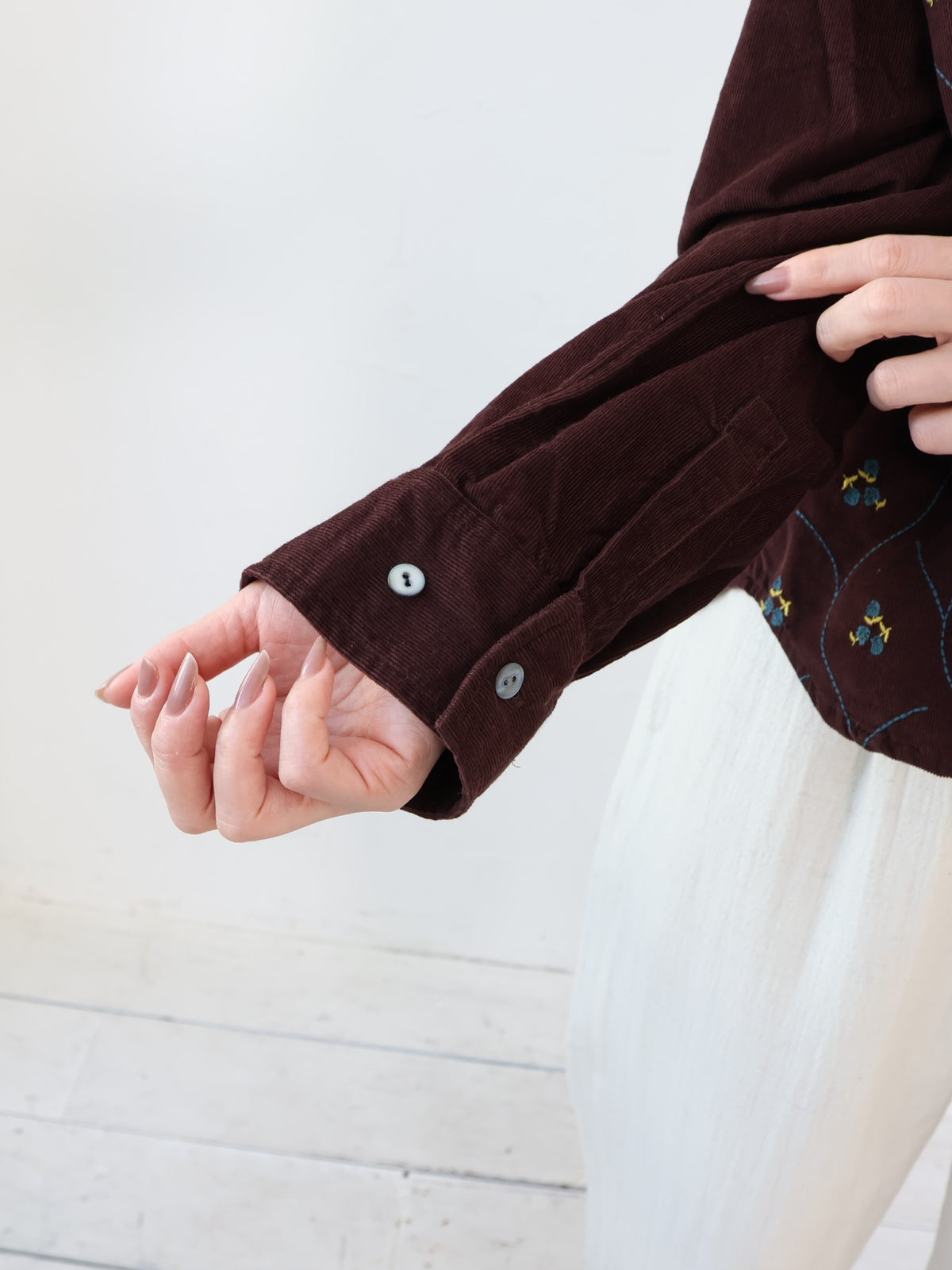 YARRA　INDIAコーデュロイ刺繍ブラウス　YR-1653-262