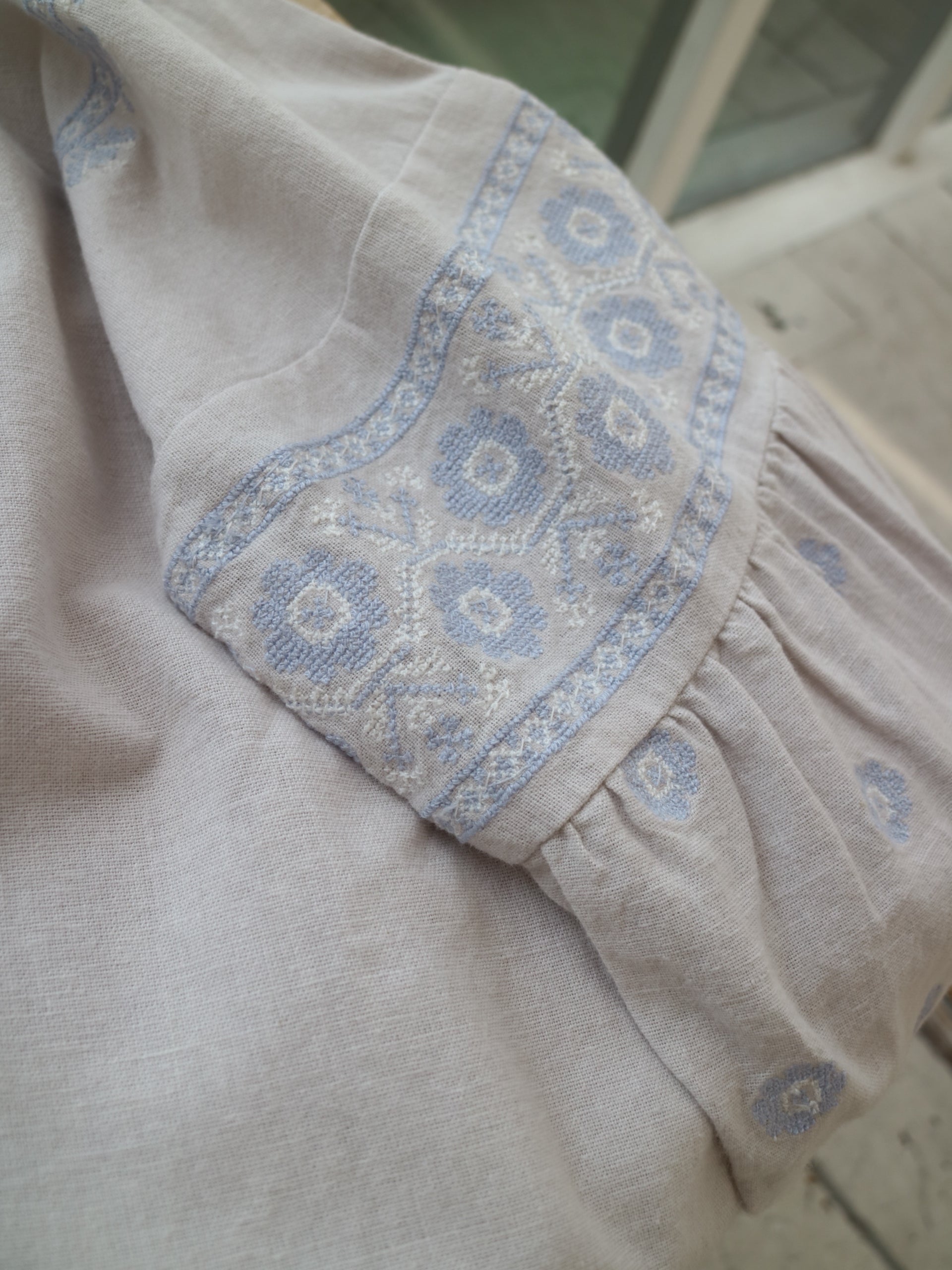 doux bleu　C/L クロスステッチ刺繍ブラウス　DB-2613-015