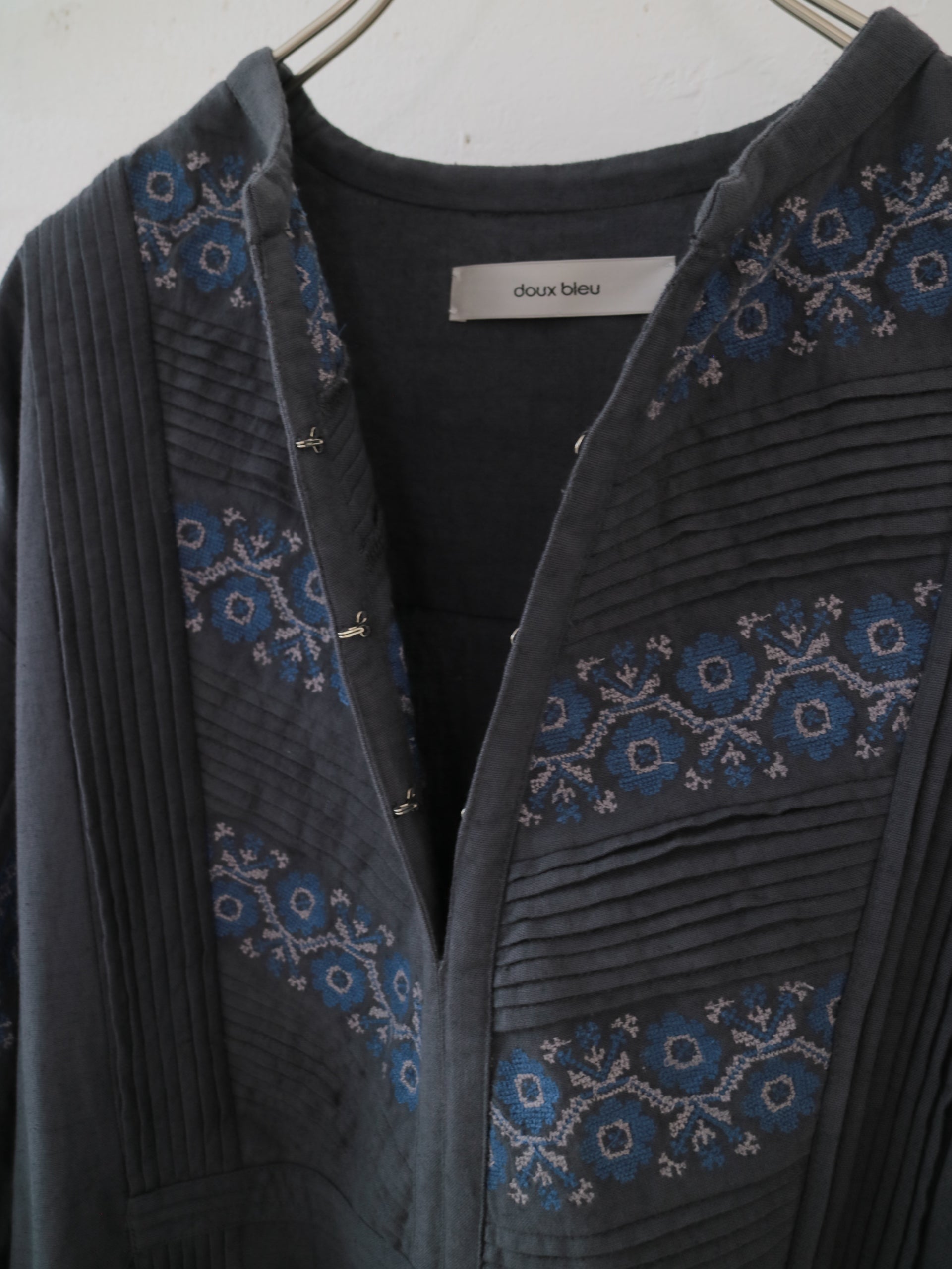 doux bleu　C/L クロスステッチ刺繍 ヨークワンピース　DB-2614-016
