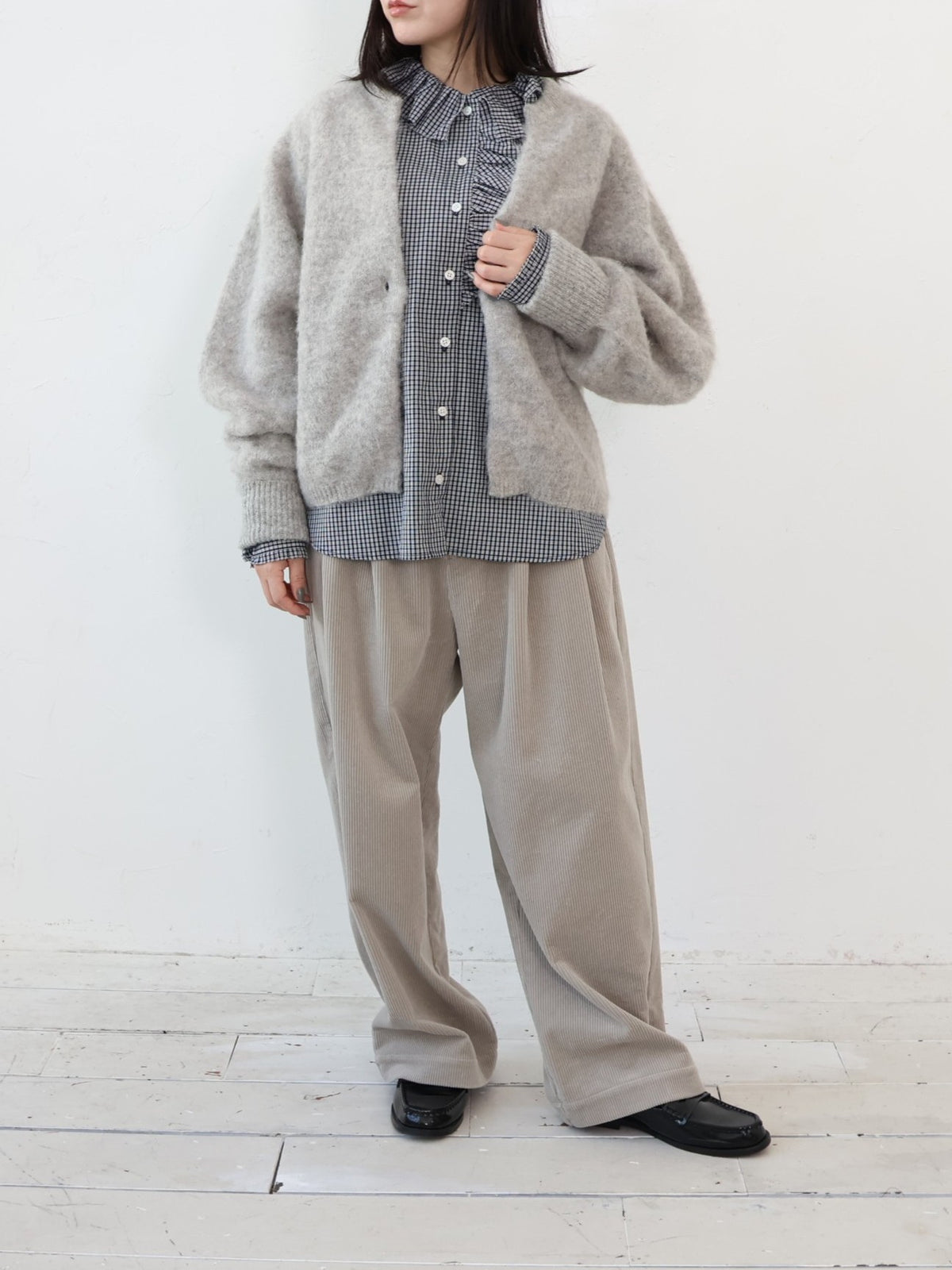 doux bleu　ギンガムチェック フリルカラーブラウス　DB-2653-060