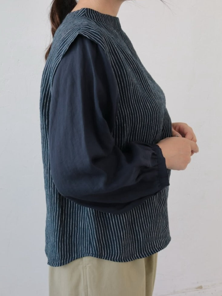 YARRA　リネン×シアードッキング2WAYブラウス　YR-1613-225