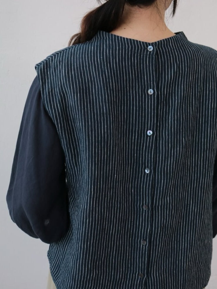 YARRA　リネン×シアードッキング2WAYブラウス　YR-1613-225