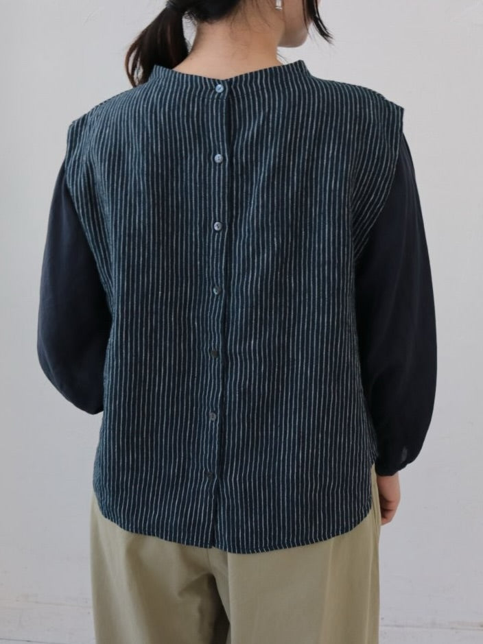 YARRA　リネン×シアードッキング2WAYブラウス　YR-1613-225