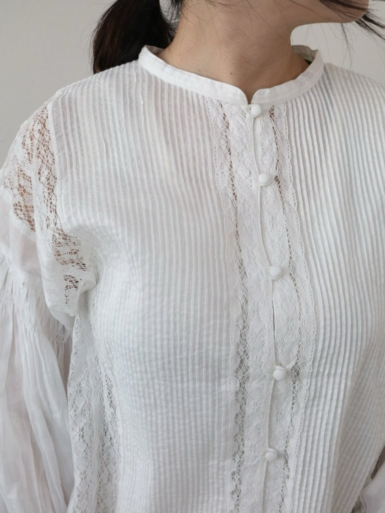 YARRA　INDIAピンタックレースブラウス　YR-1613-223