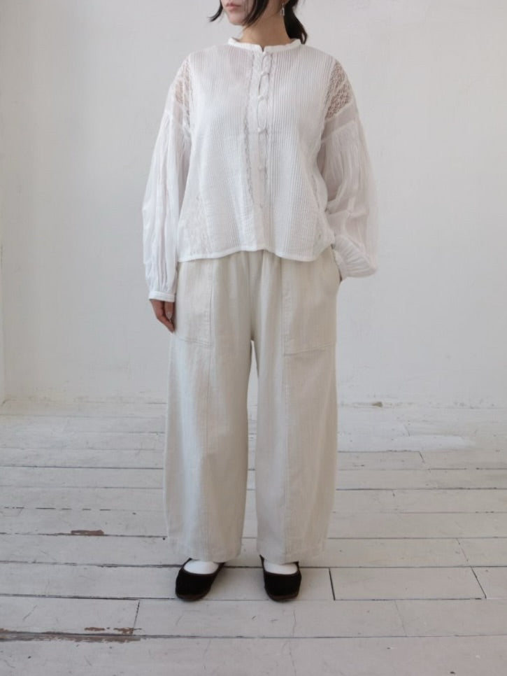 YARRA　INDIAピンタックレースブラウス　YR-1613-223