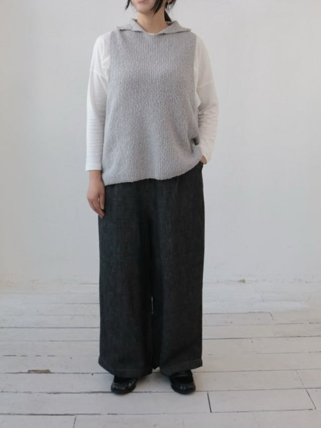 YARRA　折り返しカラーニットベスト　YR-1618-234