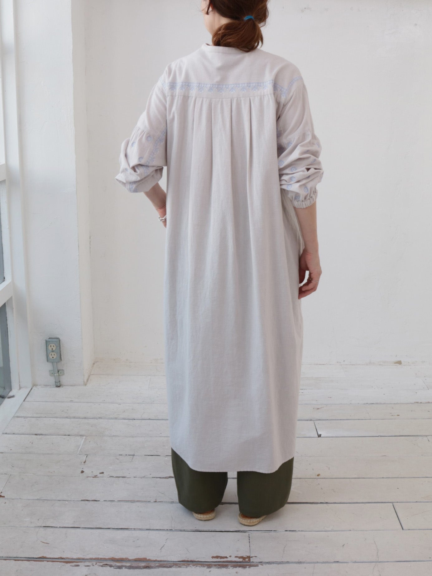 doux bleu　C/L クロスステッチ刺繍 ヨークワンピース　DB-2614-016