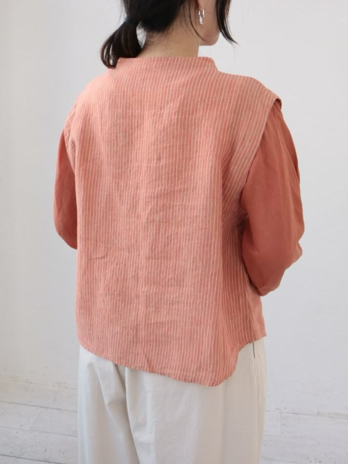 YARRA　リネン×シアードッキング2WAYブラウス　YR-1613-225