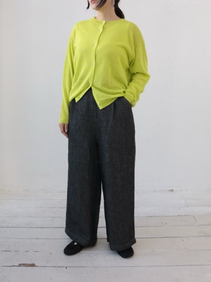 YARRA　麻混クルーネックカーディガン　YR-1612-238