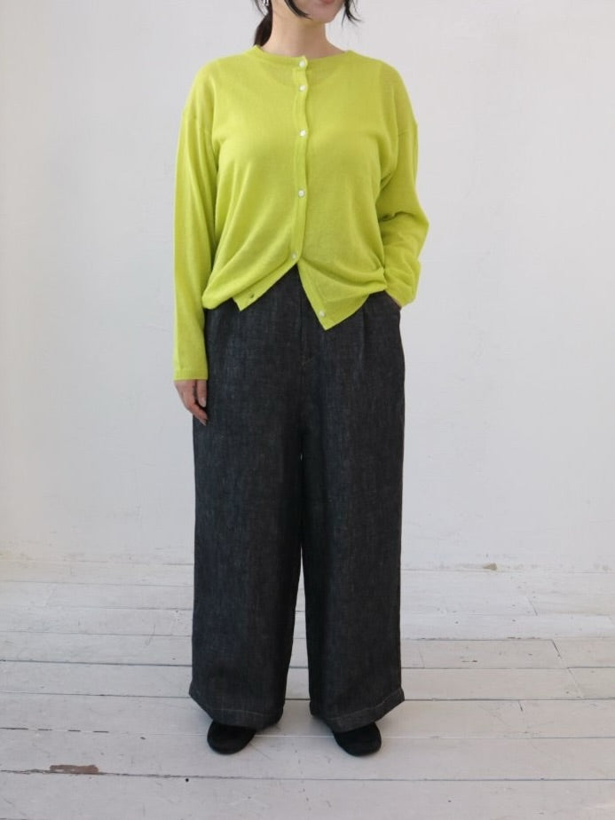 YARRA　麻混クルーネックカーディガン　YR-1612-238