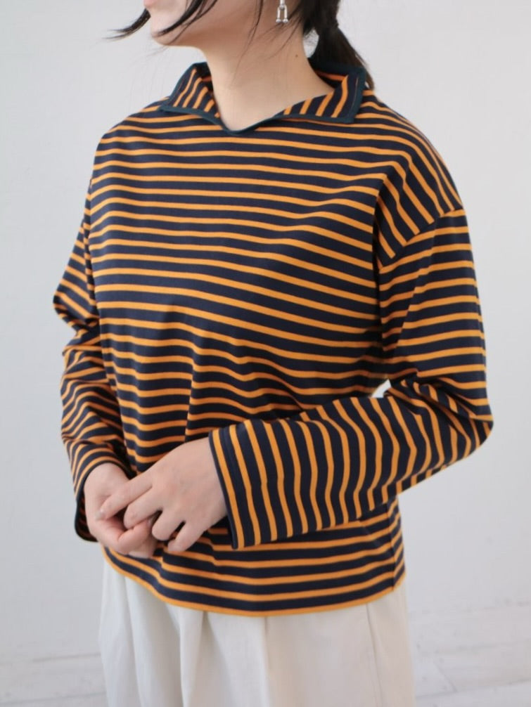 YARRA　ロールカラーボーダーカットソー　YR-1611-219