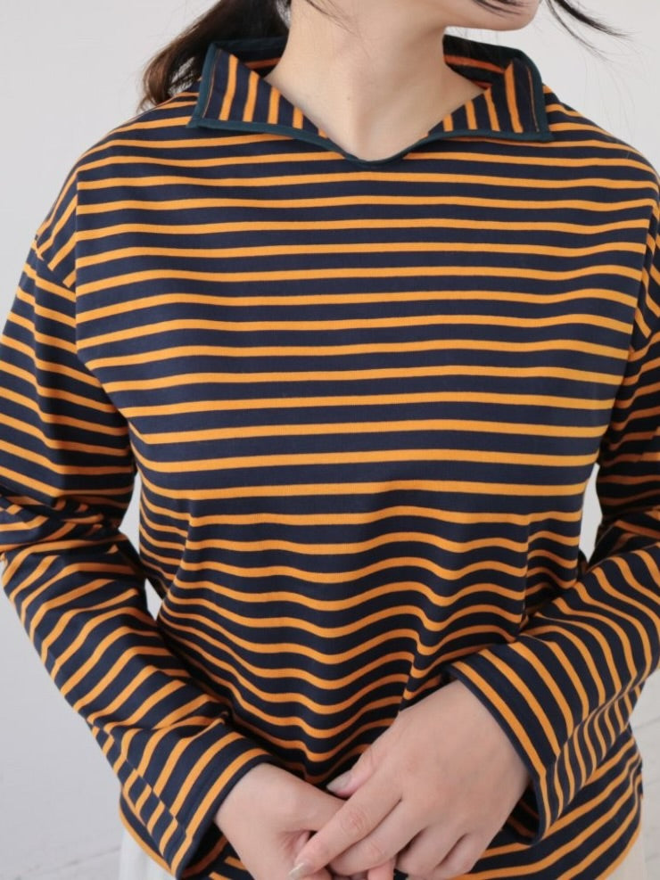 YARRA　ロールカラーボーダーカットソー　YR-1611-219