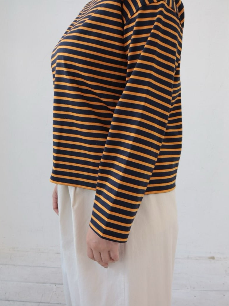 YARRA　ロールカラーボーダーカットソー　YR-1611-219