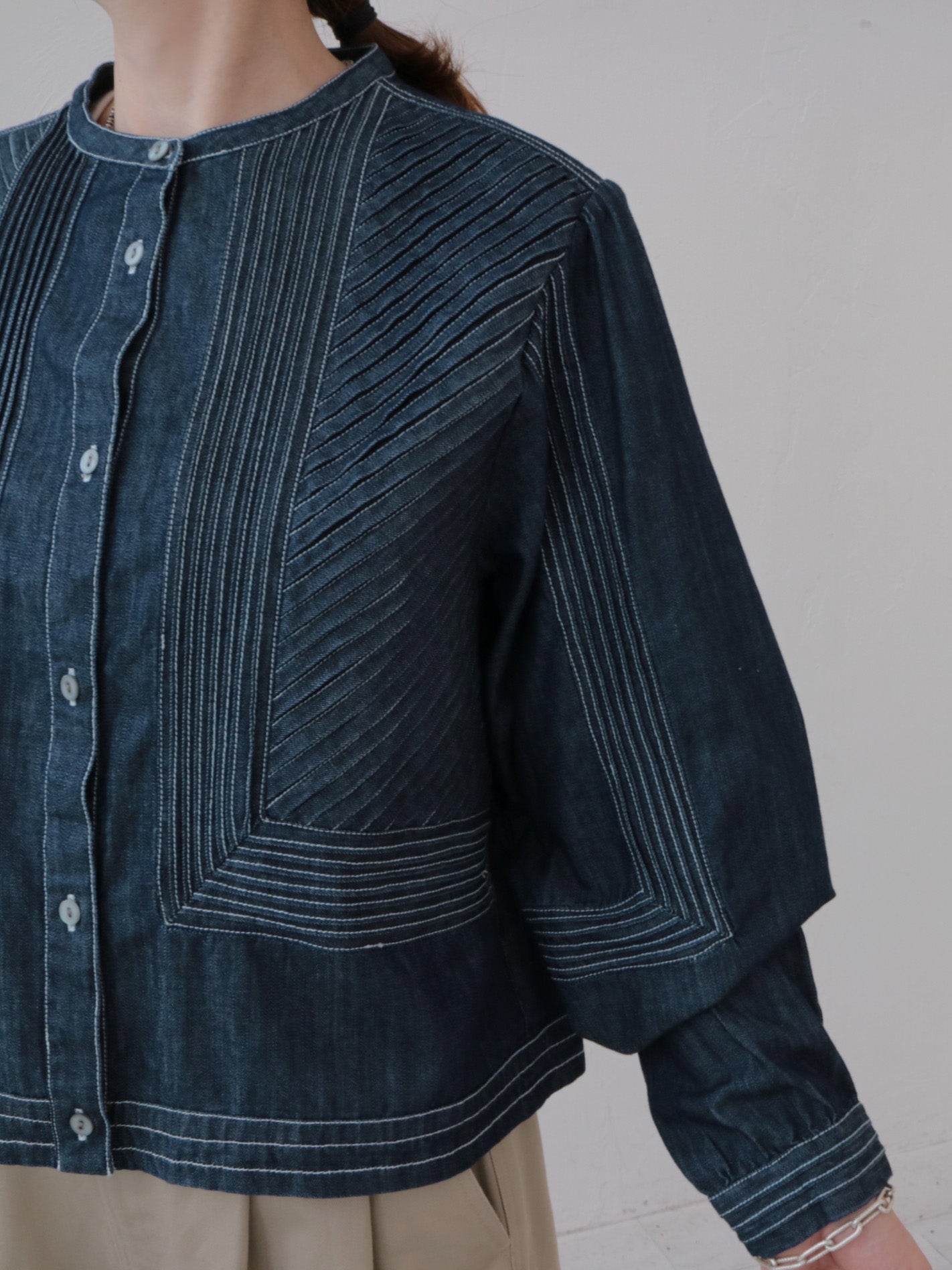 doux bleu　ピンタックステッチ デニムシャツ　DB-2663-068