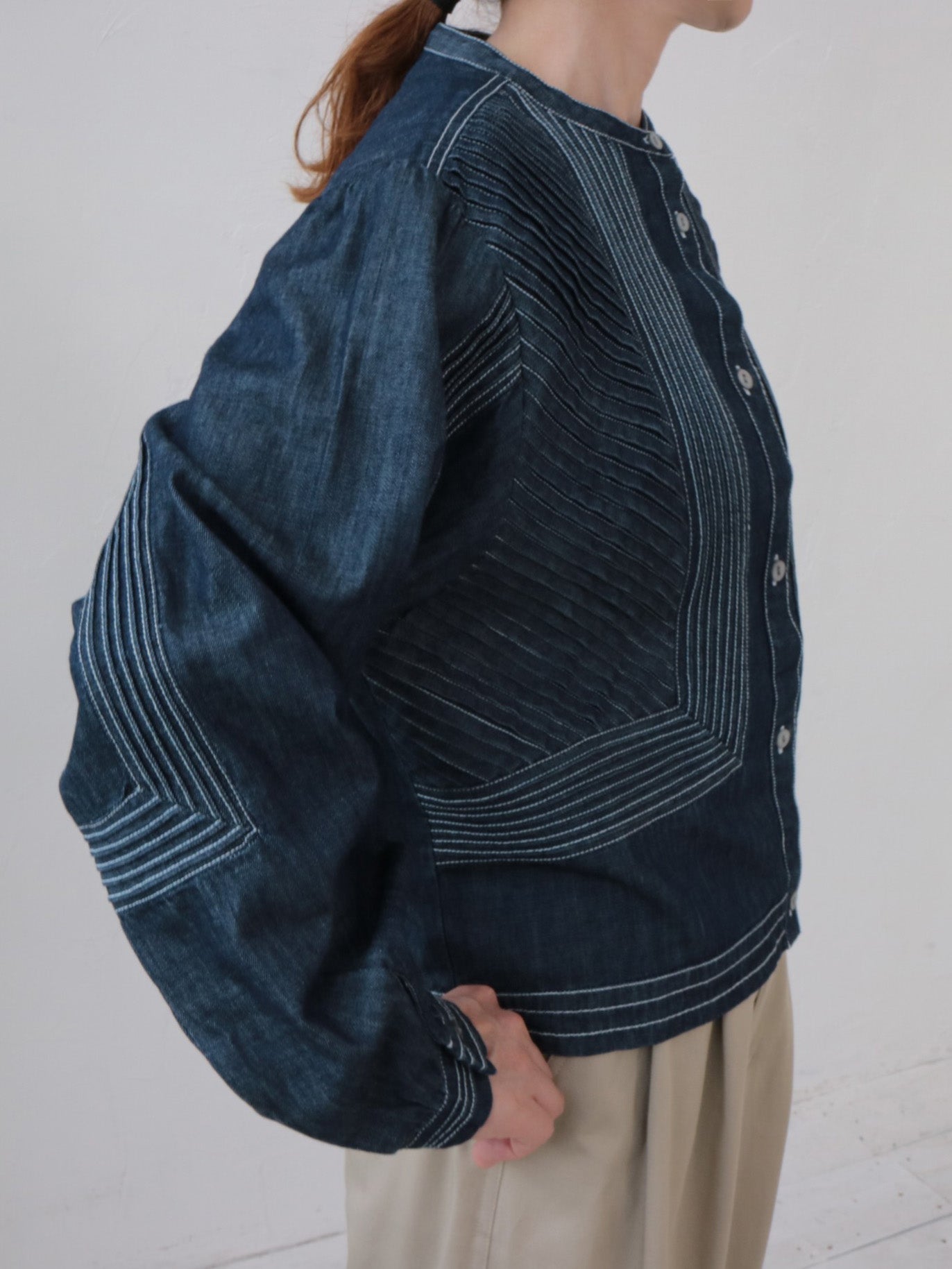 doux bleu　ピンタックステッチ デニムシャツ　DB-2663-068