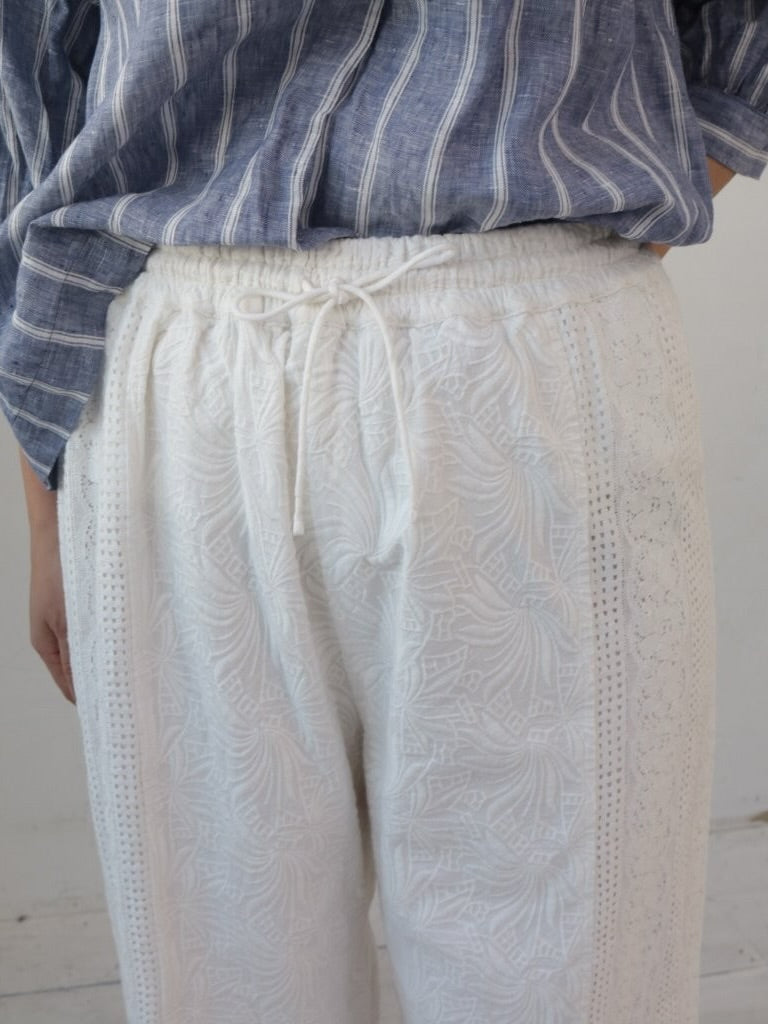 YARRA　INDIA刺繍切替ワイドパンツ　YR-1625-268