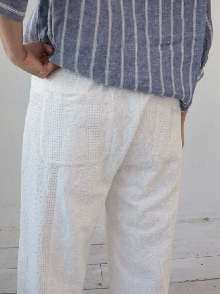 YARRA　INDIA刺繍切替ワイドパンツ　YR-1625-268